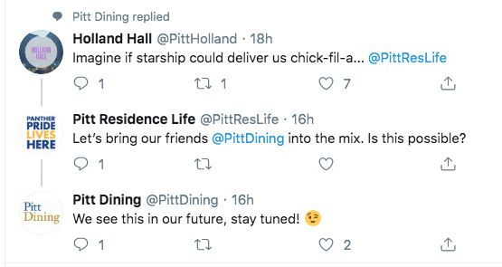 Tweet about Starship robots picking up Chik-Fil-A