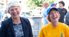 Dean Panzella and Provost Cudd laughing