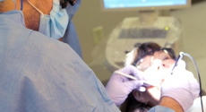 Dental patient being worked on