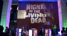 Projection of "Night of the Living Dead" on wall