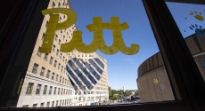 Love Pitt drawn on Forbes walkway window