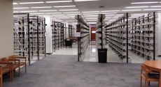 Empty shelves on library's third floor