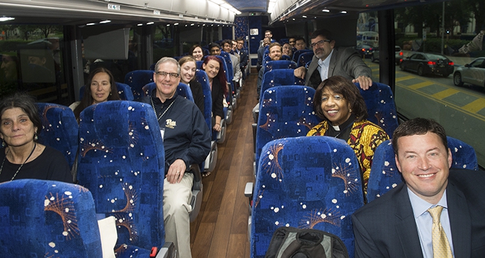 Staff, faculty ride bus to state capitol for Pitt Day in Harrisburg
