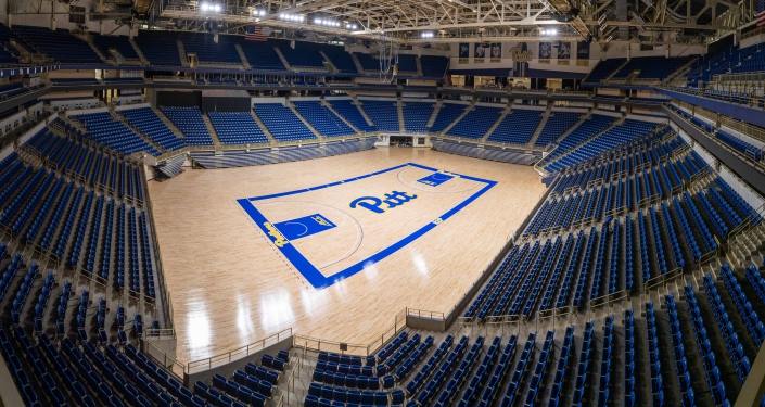 Newly resurfaced basketball floor