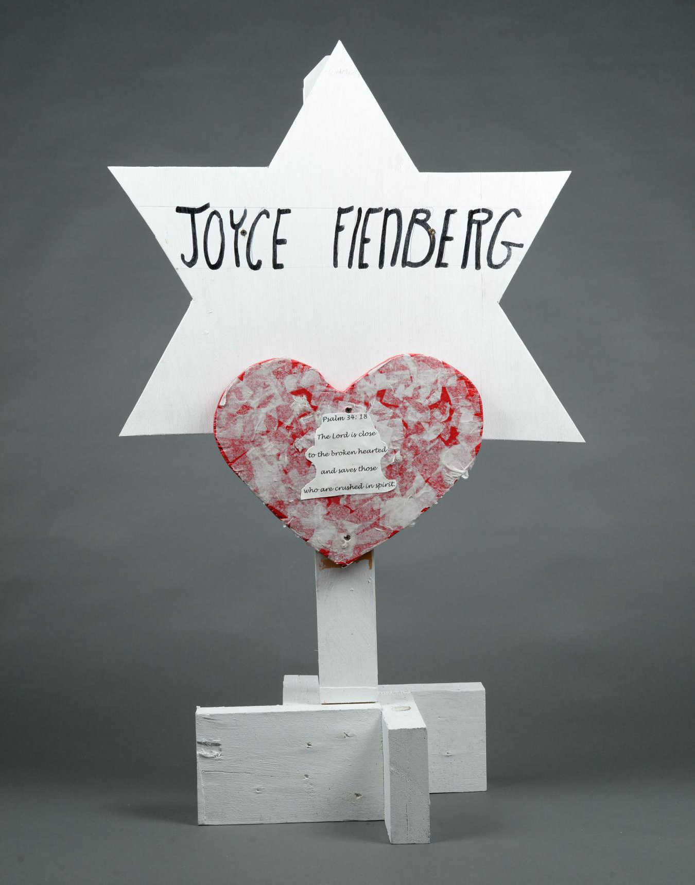 Handmade Star of David with Joyce Fienberg written on it