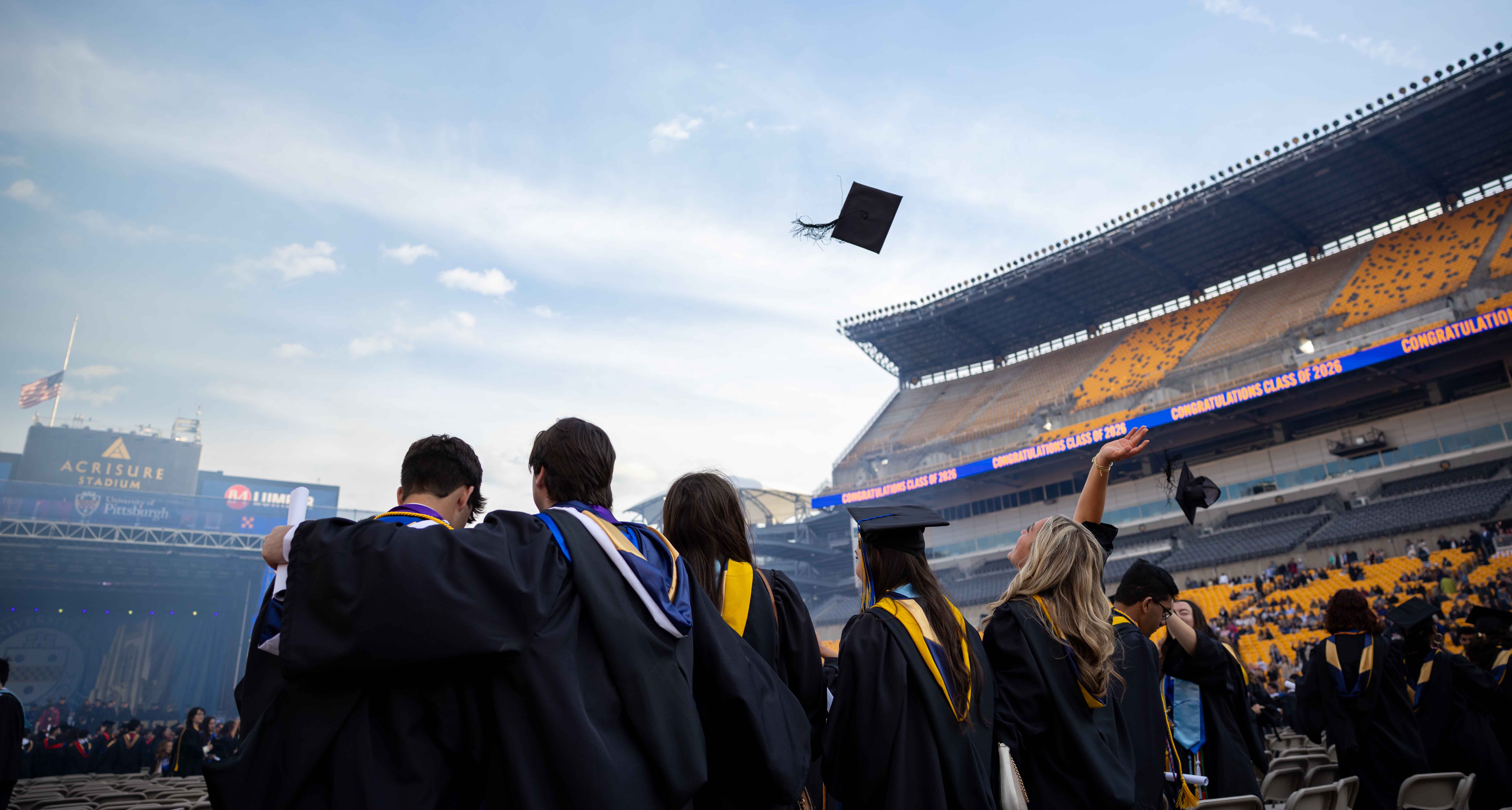 Mortarboard thrown in the air