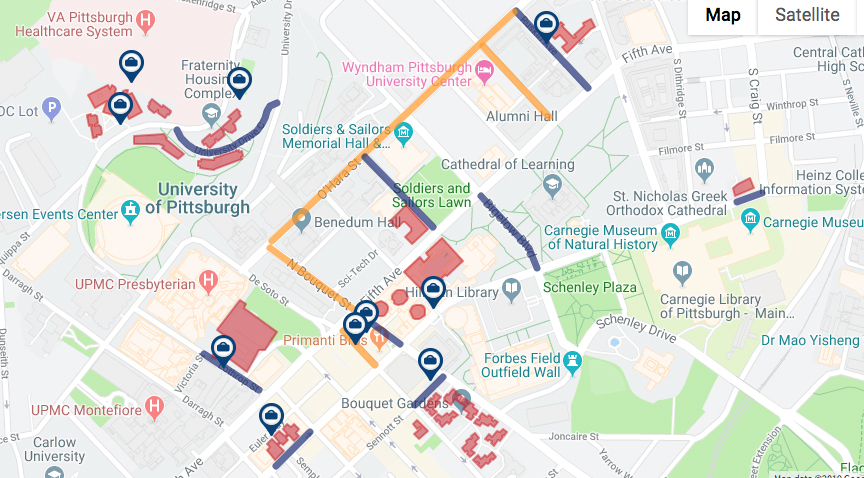Map showing parking restrictions during Arrival Survival