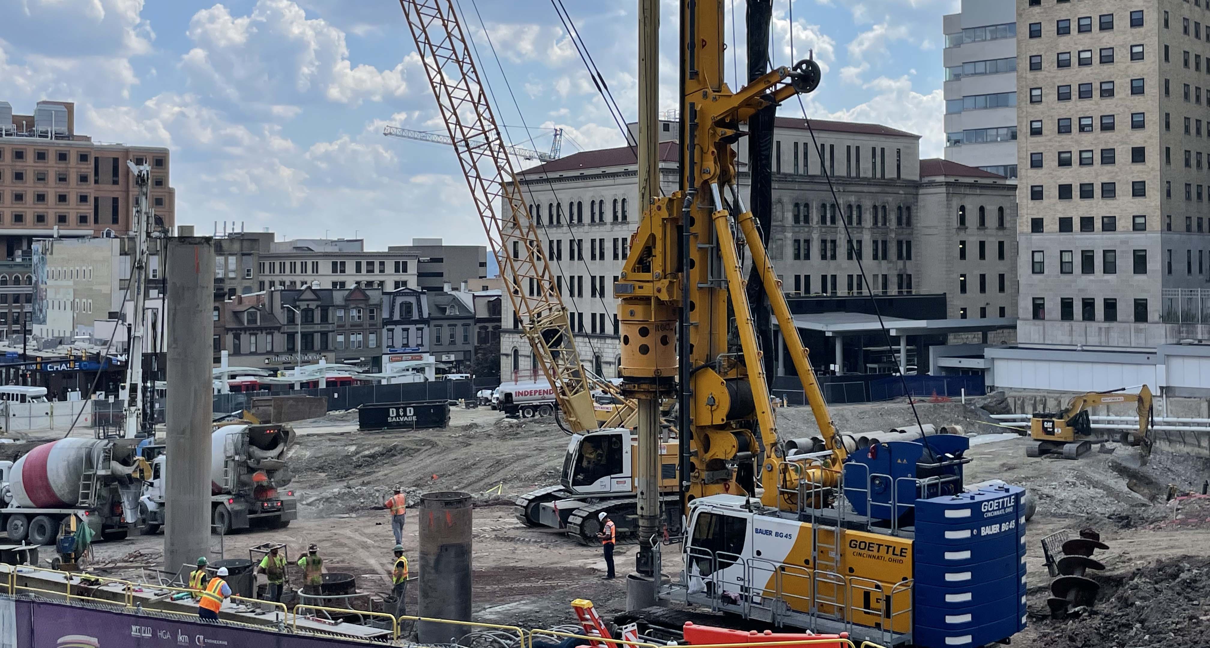 construction equipment at site of new UPMC hospital