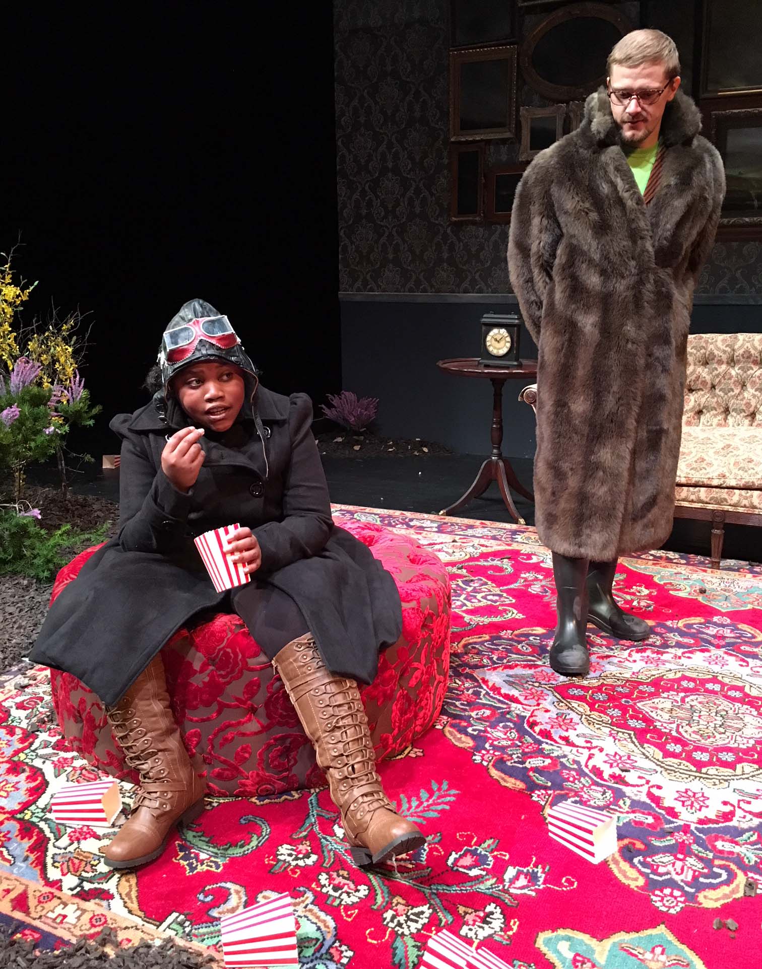 Cast members on stage in "The Moors"